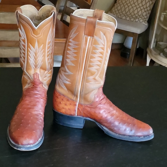 ML Leddy Other - ML Leddy vintage 1980's handmade ostrich full quill 9M cowboy boots